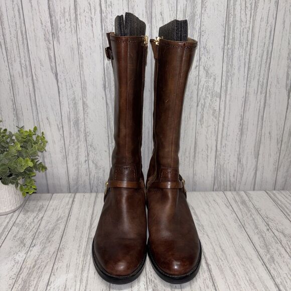 Womens Size 39 US 8/8.5 Ecco Brown Leather Riding Boots - Picture 2 of 9